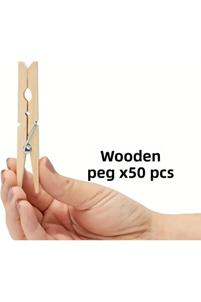 Metler 50 قطعة من أوتاد الغسيل الخشبية - أوتاد الخشب