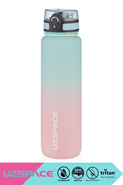 Uzspace زجاجة مياه تريتان تحفيزية جديدة سعة 1000 مل - لون مزدوج، مانعة للتسرب...