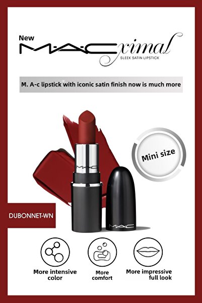 M.A.C أحمر شفاه دوبونيت 1.8 جرام ماكسيمال ميني سليك ساتان، أحمر شفاه أيقوني ب...