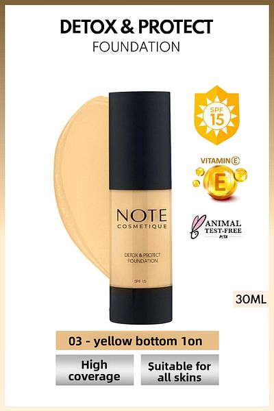 NOTE Detox & Protect Foundation Spf 15 Intensive Covering Satin Finished Foundation - 03 Medium Beige