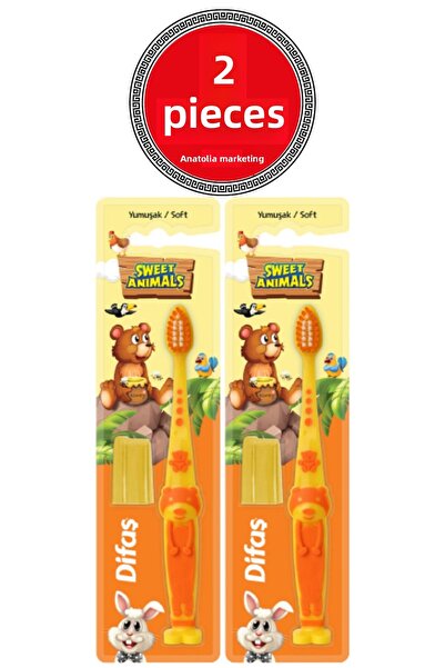 Difaş Sweet Animals Toothbrush Soft Orange 2 Pieces