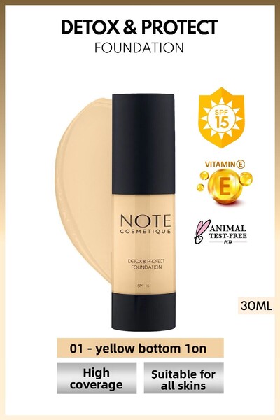 NOTE Detox & Protect Foundation Spf 15 Intensive Covering Satin Finished Foun...