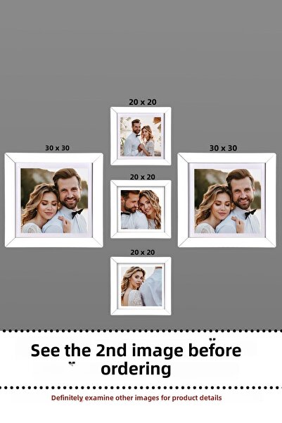 yhfoto برواز متعدد - 2 قطعة 30x30 - 3 قطع 20x20 - إطار صورة خشبي MDF PVC