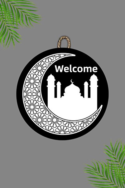 Dormot Home Ξύλινη ψηφιακή εκτύπωση - Μαύρο στολίδι πόρτας "Welcome Ya City R...