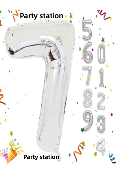 Parti Station 1 Number Silver Color Large Size Helium Flying Foil Balloon - 76 cm 34" Inch 1 Piece