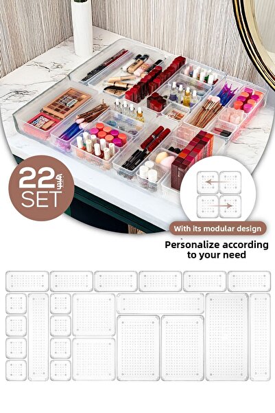 Evlinya 22 Pieces Jewelry Makeup Cabinet-Drawer Organizer Organizer