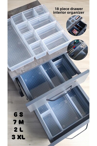 Bayev 18 Pieces of Bade Drawers - Office Organizer, Pen Holder and Makeup Organizer Box