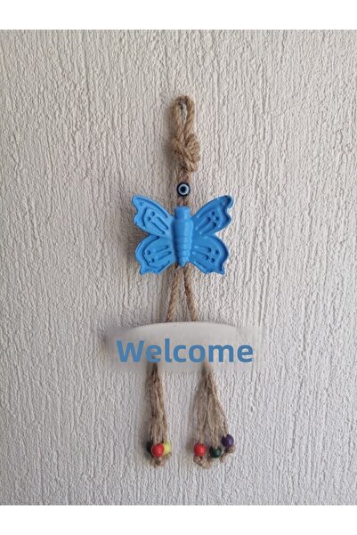 Grimsi Blue Butterfly Decorative Welcome Door Wall Ornament