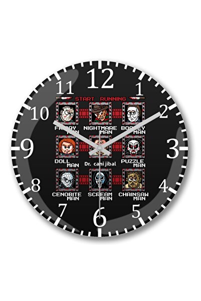 BASKI DÜNYASI Ceas de perete Horror Mega Slashers Sticlă reală curbată