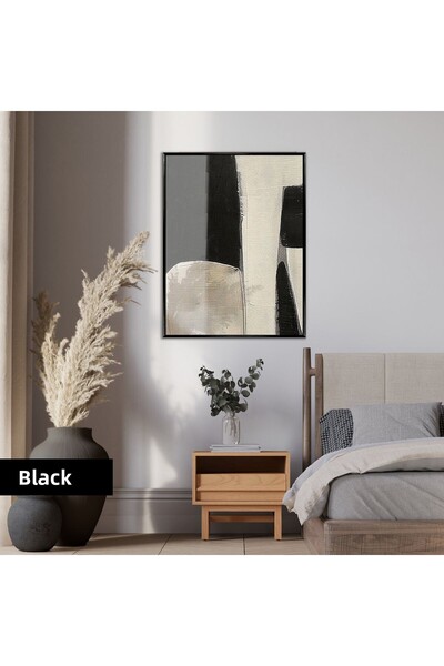 Harikabirev HARİKABİREV | ABSTRACT | TONURI DE GREY ECRU MODEL CU MOTIVE 02 | TABLA DE STICLA TEMPLATA CU CADRU, SIMPLE, VERTICALA