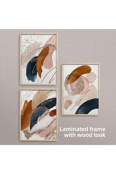HOMEPACK Set de pictură din 3 piese cu cadru din lemn natural Hpn054
