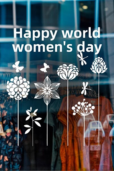 MIGNATIS Цветя отдолу нагоре и стикер „Честит 8 март – Ден на жената“ за стък...