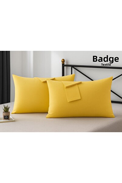 ROZET TEKSTİL 2 قطعة كيس وسادة قطن أصفر - 50x70 سم مع غطاء
