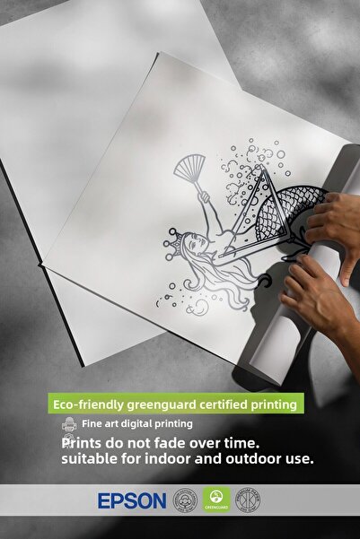 Postifull Black Framed Poster, Mermaid Cocktail, Illustration, Black & White Color Poster, 2025 Summer Selection