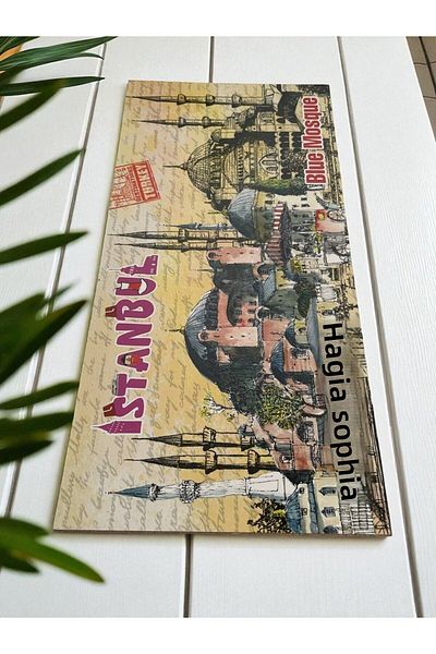 GALATA GIFT Tablă din lemn, semne, decorațiuni Istanbul Locuri roșu adeziv direcție/semne colecție 30*14cm
