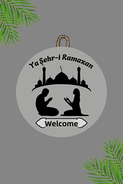 Dormot Home Wooden Digital Printing - Gray Welcome Ya City Ramadan10 Door Orn...