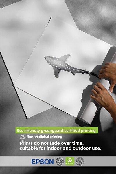 Postifull Black Framed Poster, Long Whale, Illustration, Gray Color Poster, 2025 Summer Selection, No:109610