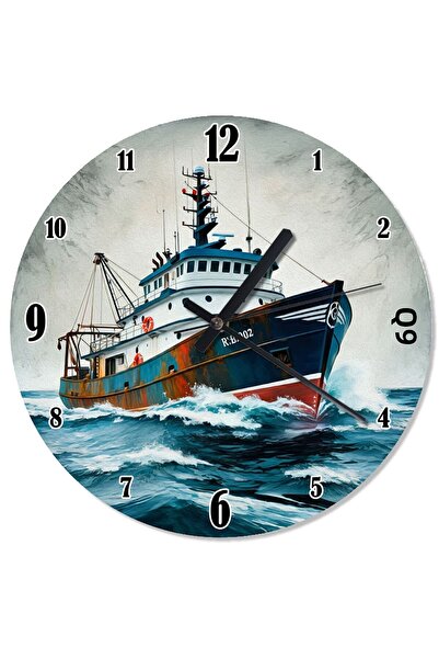 ekart ساعة حائط بتصميم خاص لسفينة البحر العاصفة