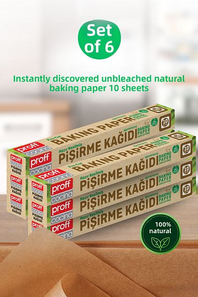 GRİMOR Life 6 Pieces 10 Meters Unbleached Natural Ready Cut Baking Presentation Paper – Greaseproof Baking Paper