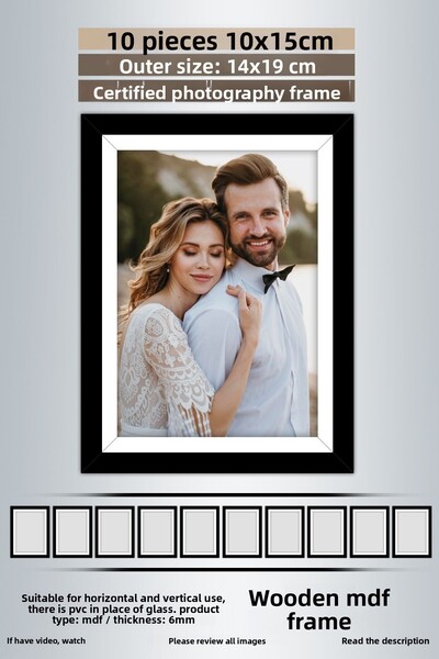 yhfoto 10 bucăți 10x15 cadru - cadru cu dungi alb-negru - cadru MDF - rama foto cu PVC