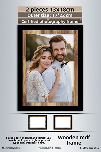 yhfoto 2 bucăți 13x18 cadru - cadru cu dungi din lemn negru - cadru MDF - rama foto cu PVC