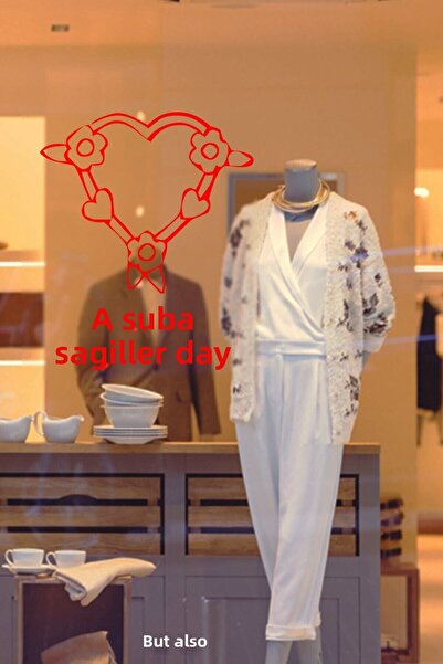 New Jargon Autocolant de 60 cm cu inimă cu flori de Ziua Îndrăgostiților