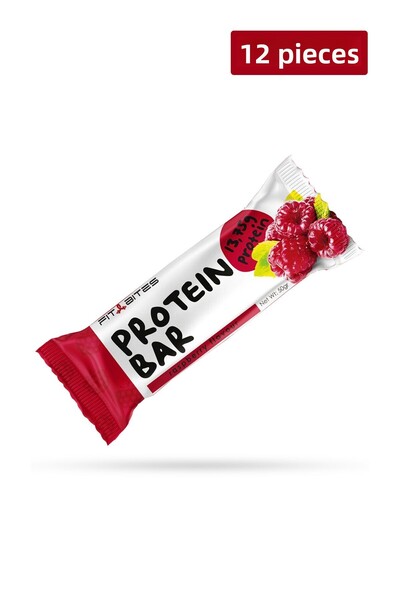 Fit Bites Protein Bar 50 Grams X 12 Pieces - Raspberry (Raspberry Flavored)
