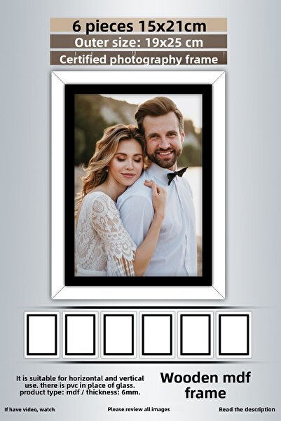 Bytwo 6 Pieces 15X21 Frame - White Black Striped Frame - Mdf Frame - Pvc Photo Frame