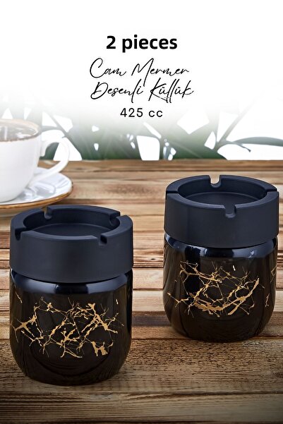 grimorlife 2 τμχ Μαύρο μπρονζέ μαρμάρινο μοτίβο διακοσμητικό γυαλί άοσμο σετ ...