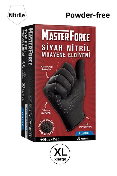 MasterForce قفازات نيتريل سوداء مقاس X كبير