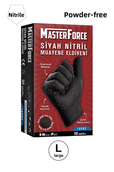MasterForce قفازات نيتريل سوداء مقاس كبير