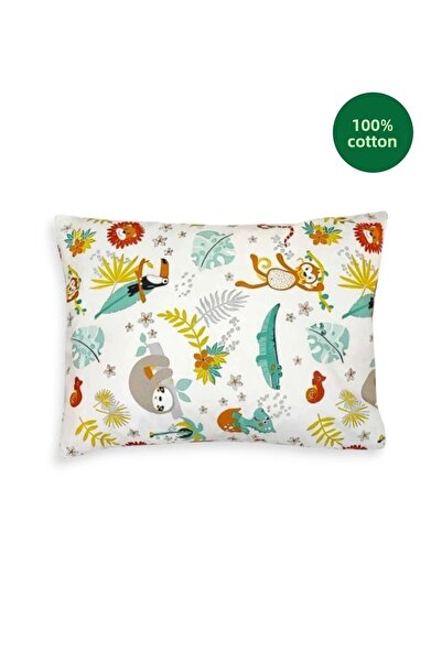 Bebek Özel 100% Cotton Baby Kids Pillow Case 35X45 (1 Pc) White Forest Safari...