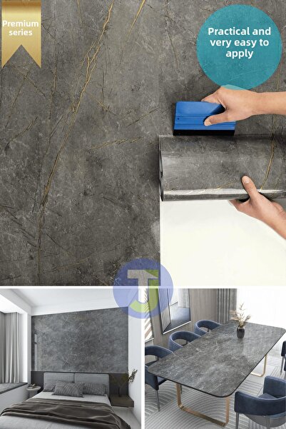 Technojet Self-Adhesive Marble Pattern Foil Kitchen Bathroom Countertop Wall Covering 60Cmx500Cm