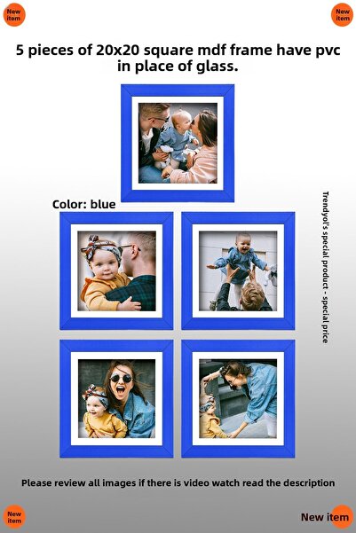 yhfoto 5 PIECES 20X20 SQUARE BLUE FRAME - MDF FRAME
