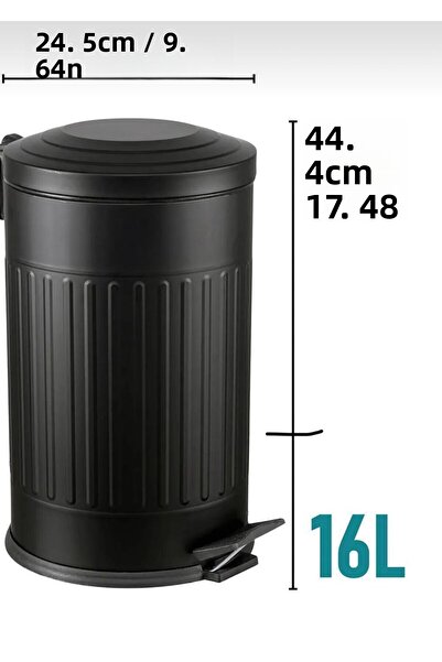 FARALYAHOME Vintage Trash Can Striped Black 16 Lt