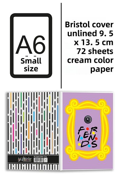Hamiki Friends Frame Printed A6 Small Size Unlined Notebook