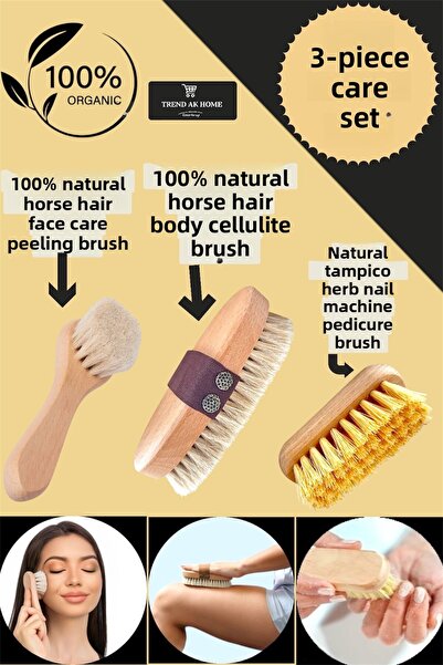 OSKAR FIRÇA مجموعة مكونة من 3 فرش للجسم والسيلوليت وفرشاة تقشير للعناية بالوج...