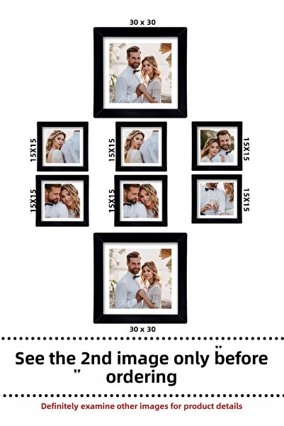 yhfoto Set de rame în mai multe dimensiuni - 2 bucăți 30x30, 6 bucăți 15x15 pătrați