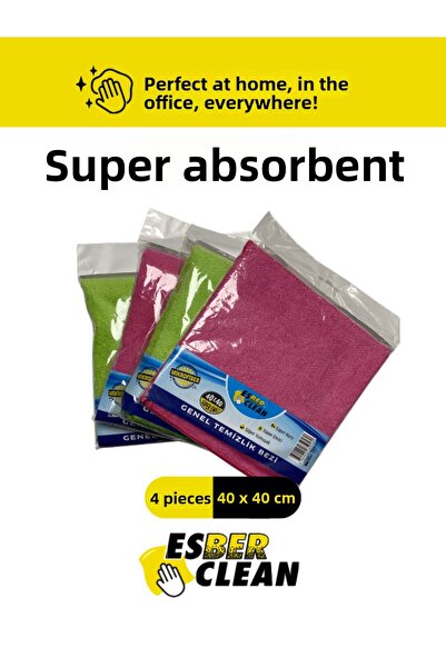 ESBER CLEAN 40X40 Cm, Microfiber Cleaning Cloth 4-Pack 240 Gsm Microfiber Sup...