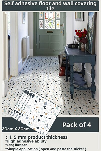 Technojet Αυτοκόλλητο Μοντέρνο Σχέδιο Κάλυμμα Τοίχου Δαπέδου Μπάνιου Κουζίνας 30cm×30cm (Συσκευασία 4)