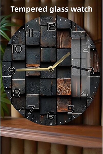 kutuTR ساعة من الزجاج المقسى بتصميم ثلاثي الأبعاد توفر الأناقة والمتانة معًا - 33 سم CSDW088