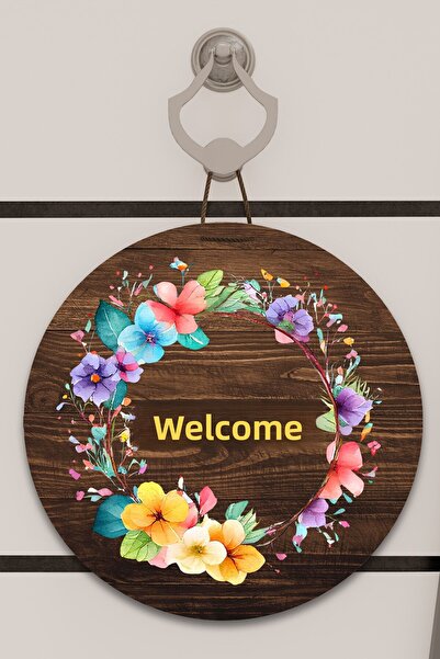 Dormot Home Imprimare digitală pe lemn, ornament pentru ușă cu model de flori...