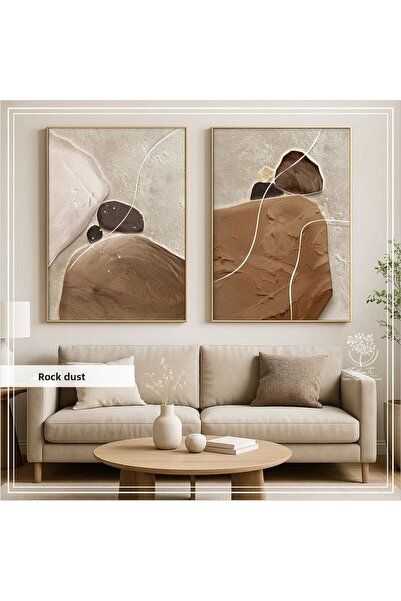 Tablomtr Set de 2 picturi decorative cu cadru metalic imprimat digital cu sticlă - pulbere de rocă