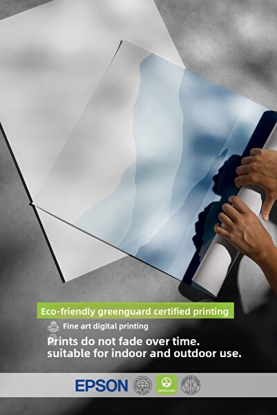 Postifull Wooden Framed Poster, Abstract Mountains, Illustration, Blue Color Poster, 2025 Summer Selection, No:109670