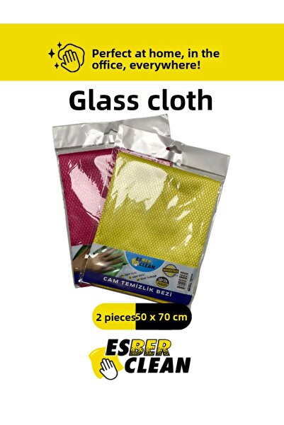 ESBER CLEAN 50X70 cm Glass Cloth 2-Piece Baklava Pattern Microfiber Cloth