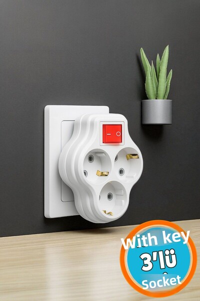 NZB Group Socket Golyat Button Plug Wireless on Off Switched Grounded Multi Coupler 3-Piece White