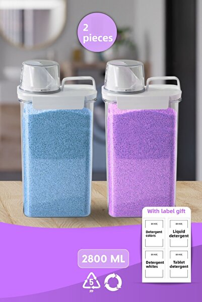 grimorlife 2Pcs Mega Size Leak Proof Storage Liquid Powder Detergent Storage Box- Scale Detergent Box 2800ml