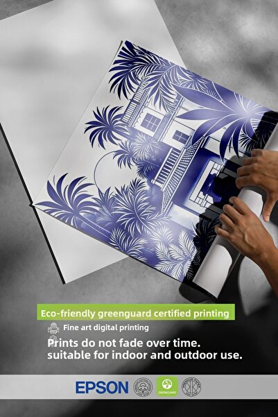 Postifull Black Framed Poster, Blue Palm Trees, Illustration, Blue Color Poster, Summer Selection of 2025, No: