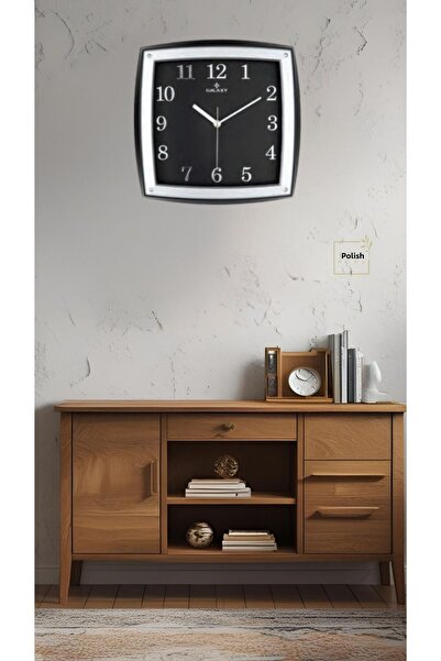 Leila Ρολόι Τοίχου Μαύρο-Ασημί 32x31 εκ. Σπίτι-Γραφείο-Σαλόνι