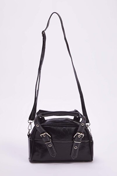 TRENDYOL SHOES Black Contrast Stitched Women's Bowling Small Mini City Hand and Shoulder Bag Takaw26Oc00015